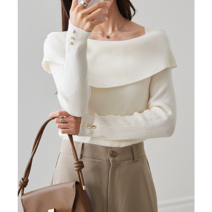 アシメオフショルリブニット | RANAN | 詳細画像15 