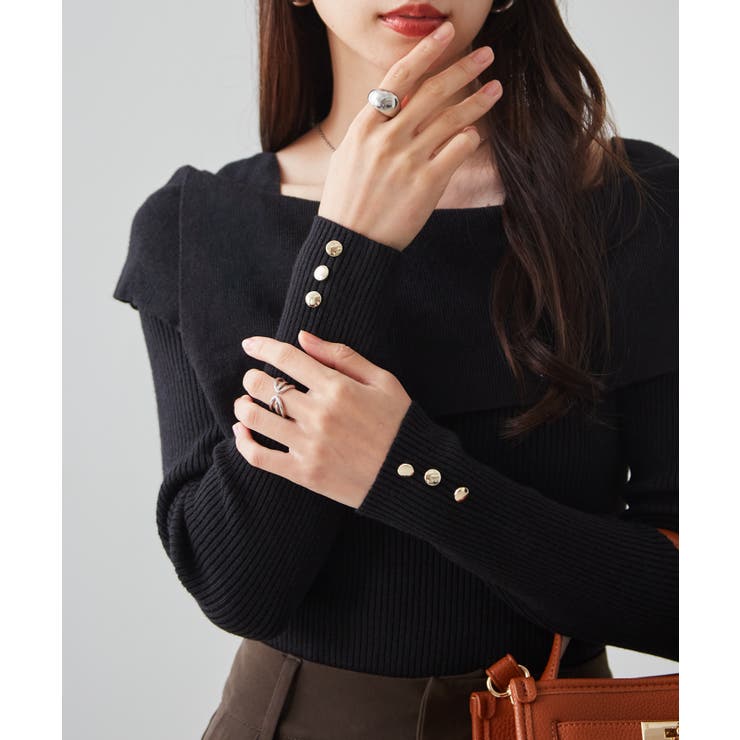 アシメオフショルリブニット | RANAN | 詳細画像4 