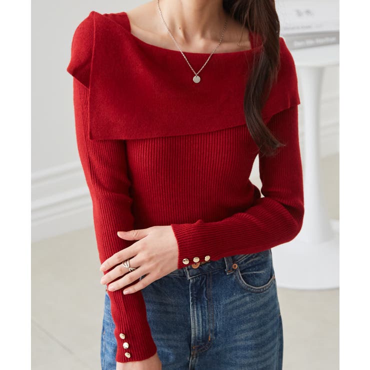 アシメオフショルリブニット | RANAN | 詳細画像8 