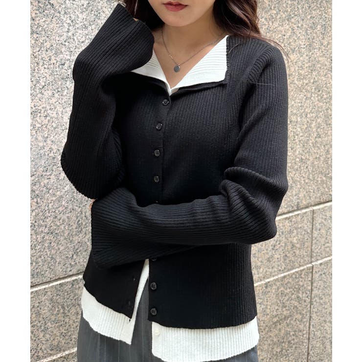 レイヤード配色ニットカーディガン | RANAN | 詳細画像10 