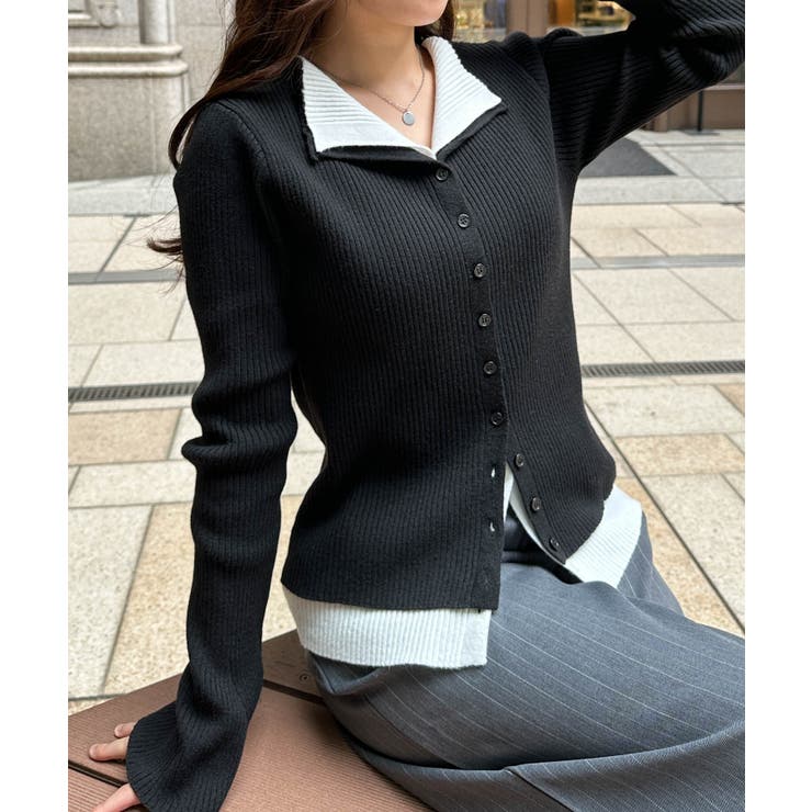 レイヤード配色ニットカーディガン | RANAN | 詳細画像11 