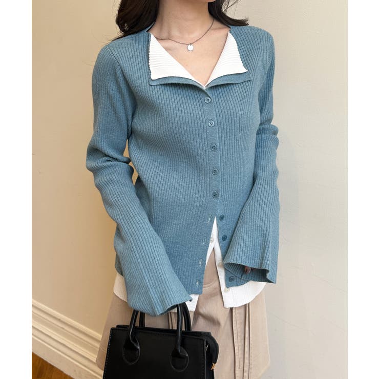 レイヤード配色ニットカーディガン | RANAN | 詳細画像13 