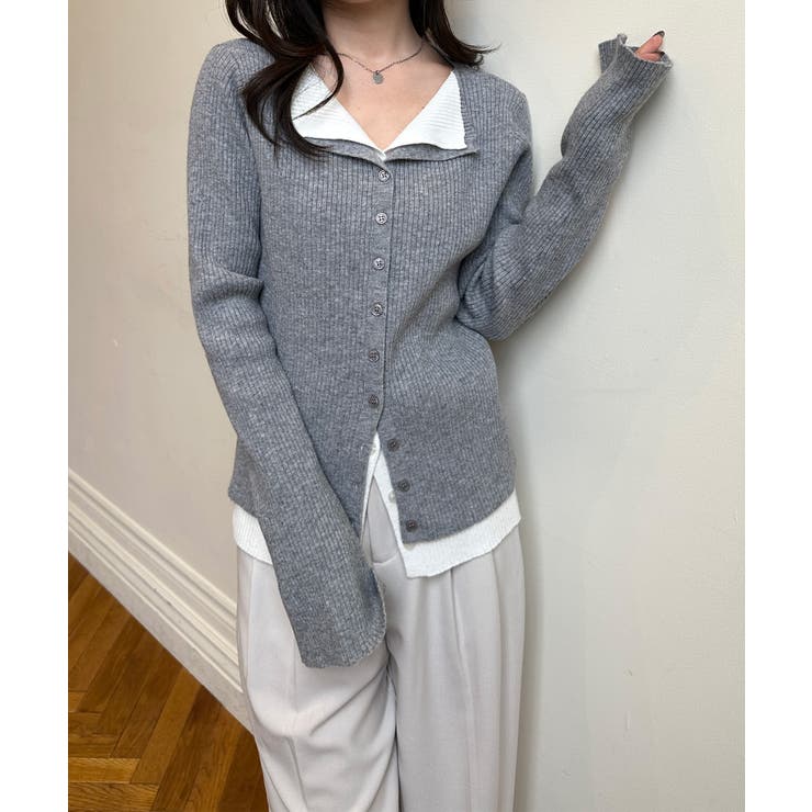 レイヤード配色ニットカーディガン | RANAN | 詳細画像2 