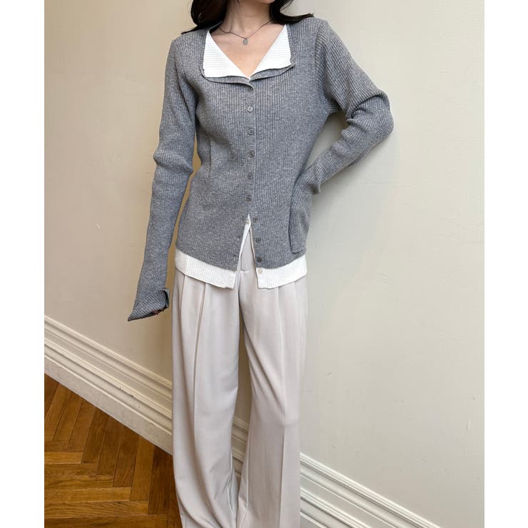 レイヤード配色ニットカーディガン | RANAN | 詳細画像3 