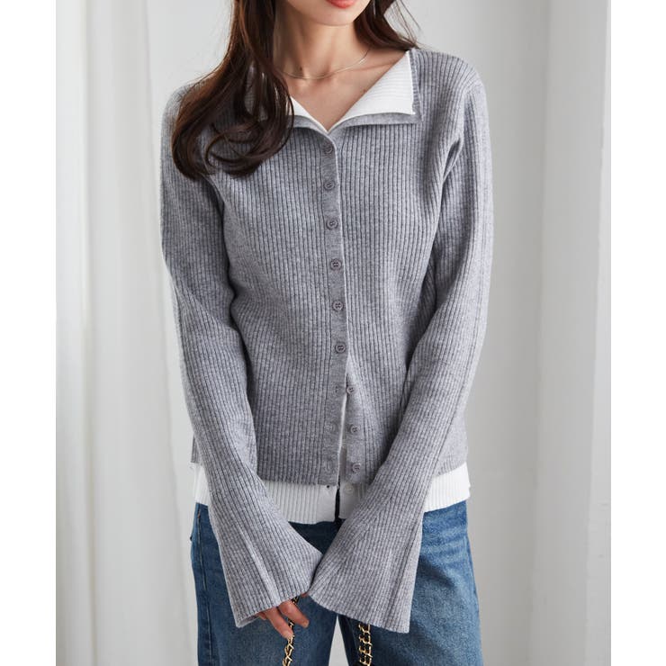 レイヤード配色ニットカーディガン | RANAN | 詳細画像5 