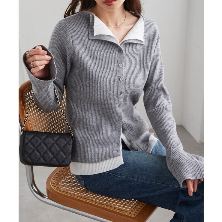 レイヤード配色ニットカーディガン | RANAN | 詳細画像6 