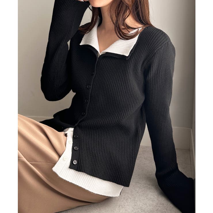 レイヤード配色ニットカーディガン | RANAN | 詳細画像7 