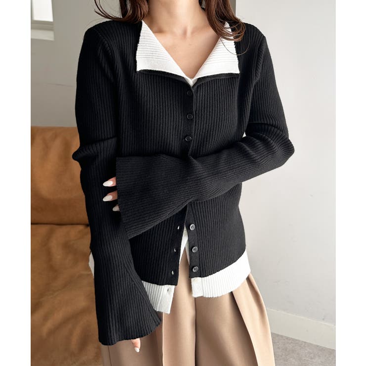 レイヤード配色ニットカーディガン | RANAN | 詳細画像8 