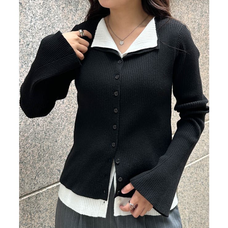 レイヤード配色ニットカーディガン | RANAN | 詳細画像9 