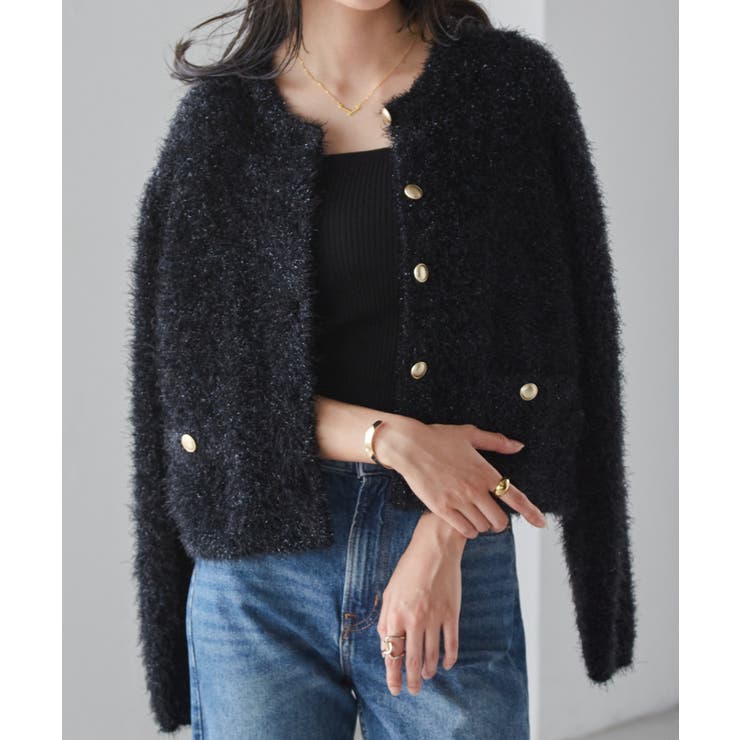 ゴールドボタンラメフェザーカーディガン | RANAN | 詳細画像10 