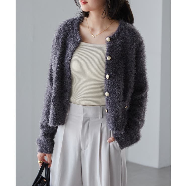 ゴールドボタンラメフェザーカーディガン | RANAN | 詳細画像15 