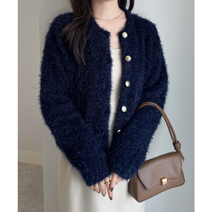 ゴールドボタンラメフェザーカーディガン | RANAN | 詳細画像17 