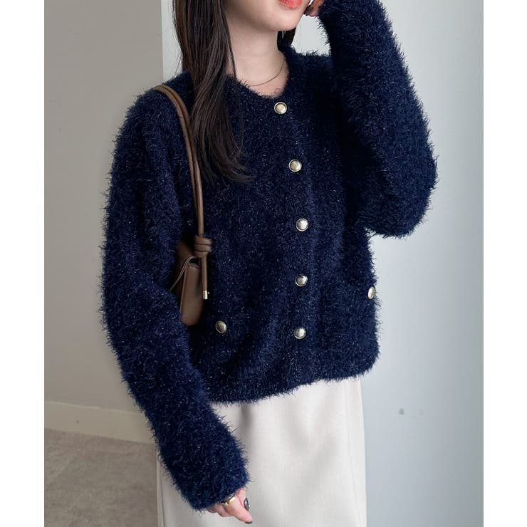 ゴールドボタンラメフェザーカーディガン | RANAN | 詳細画像18 