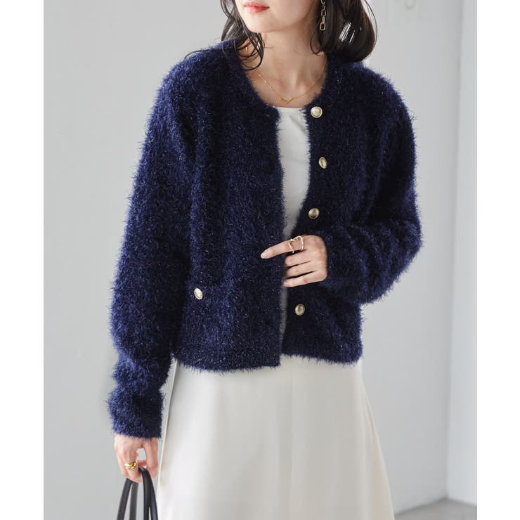 ゴールドボタンラメフェザーカーディガン | RANAN | 詳細画像19 