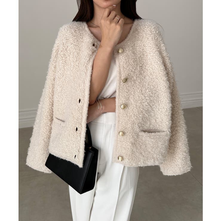 ゴールド調ボタンループ編みニットジャケット | RANAN | 詳細画像13 