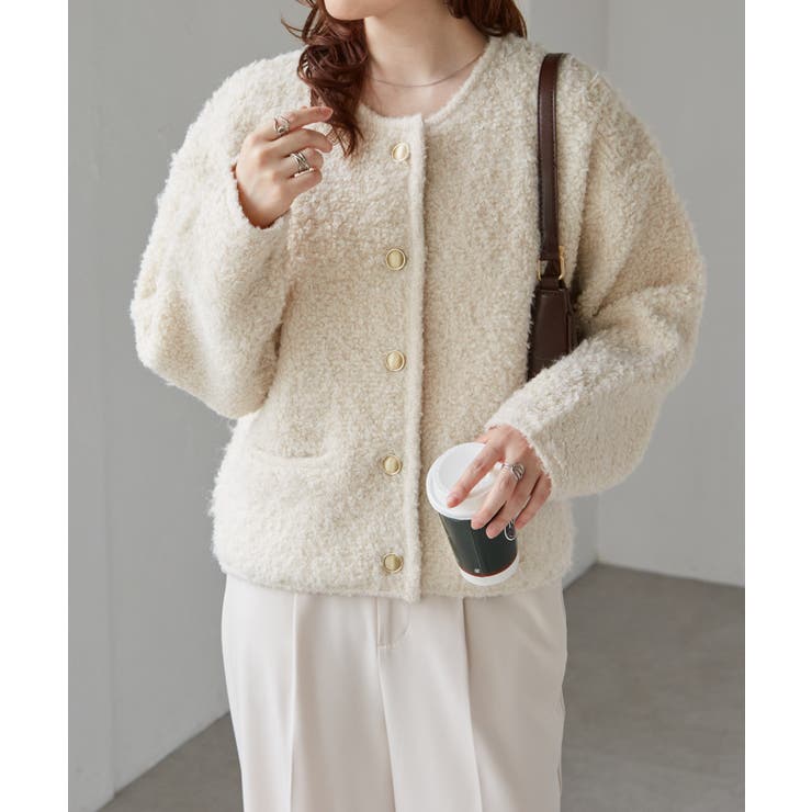 ゴールド調ボタンループ編みニットジャケット | RANAN | 詳細画像16 