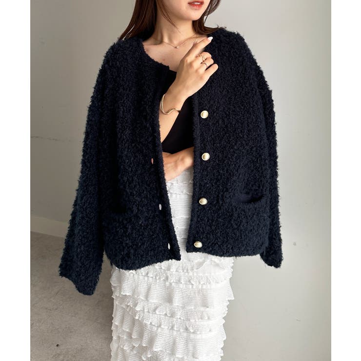 ゴールド調ボタンループ編みニットジャケット | RANAN | 詳細画像20 