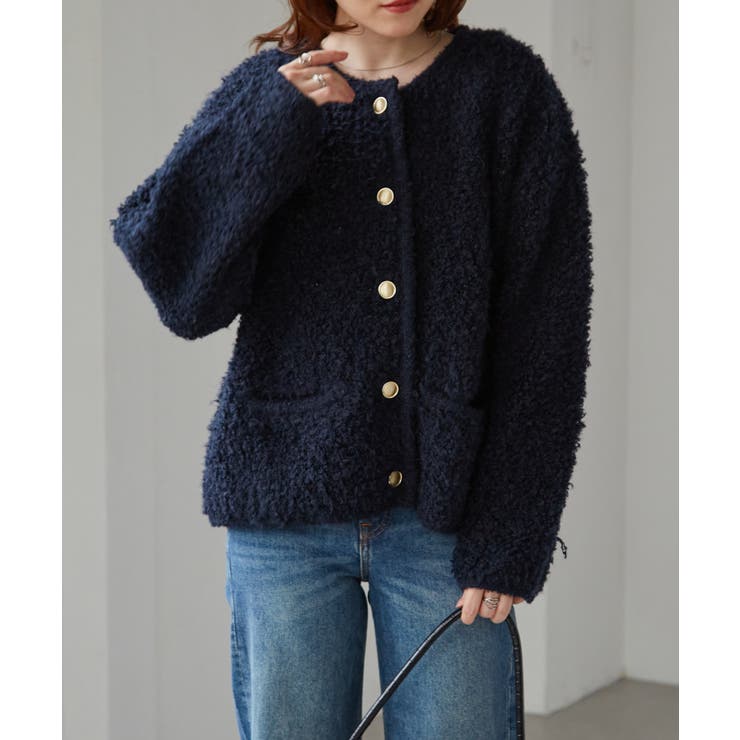 ゴールド調ボタンループ編みニットジャケット | RANAN | 詳細画像23 