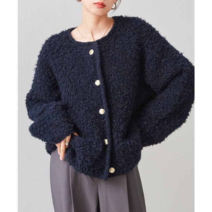 ゴールド調ボタンループ編みニットジャケット | RANAN | 詳細画像24 