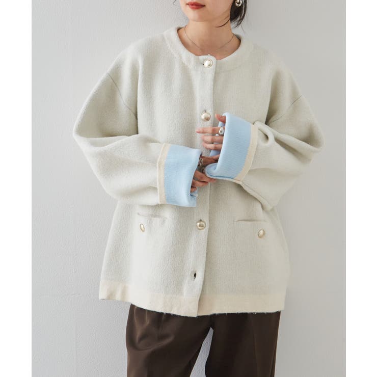 ゴールドボタン裏配色ニットカーディガン | RANAN | 詳細画像11 