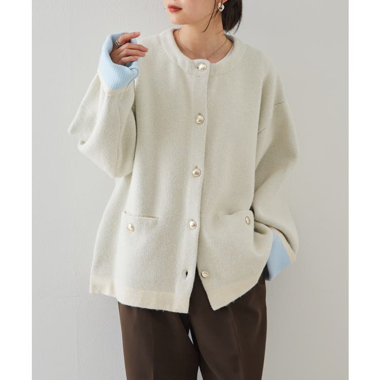 ゴールドボタン裏配色ニットカーディガン | RANAN | 詳細画像13 