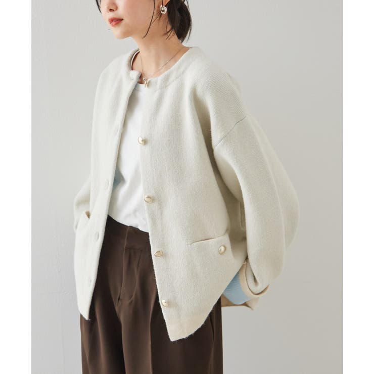 ゴールドボタン裏配色ニットカーディガン | RANAN | 詳細画像14 