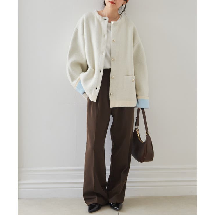 ゴールドボタン裏配色ニットカーディガン | RANAN | 詳細画像15 