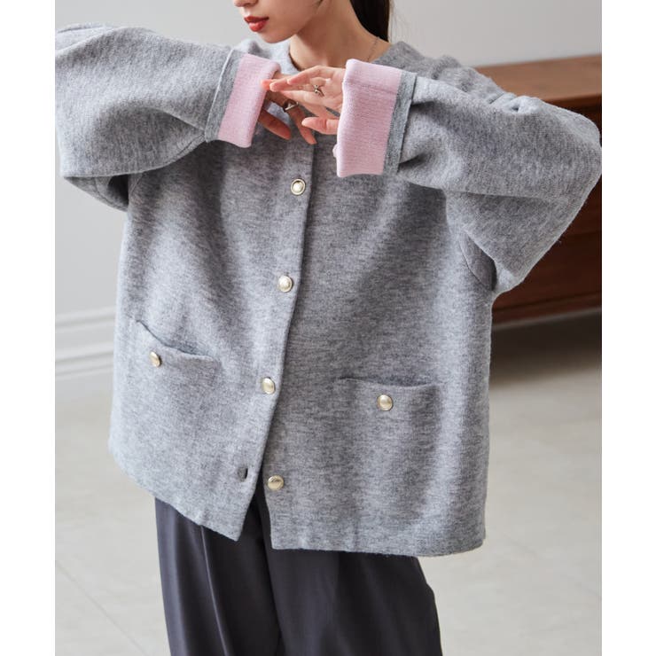 ゴールドボタン裏配色ニットカーディガン | RANAN | 詳細画像19 