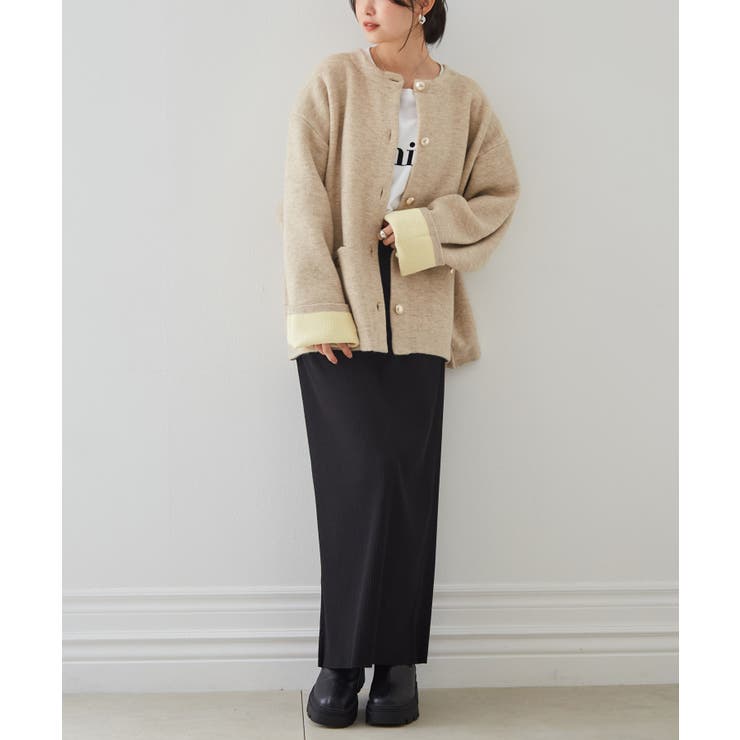 ゴールドボタン裏配色ニットカーディガン | RANAN | 詳細画像28 