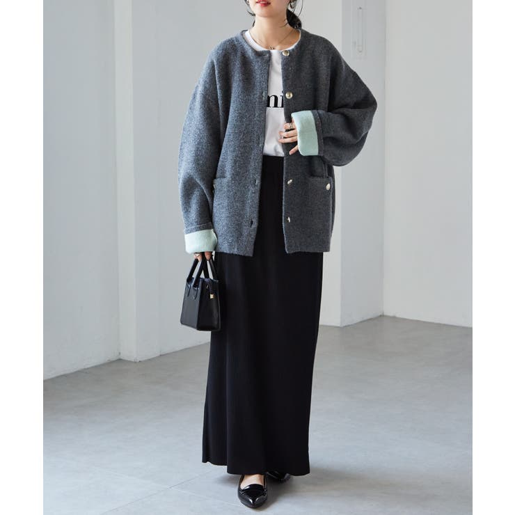 ゴールドボタン裏配色ニットカーディガン | RANAN | 詳細画像6 