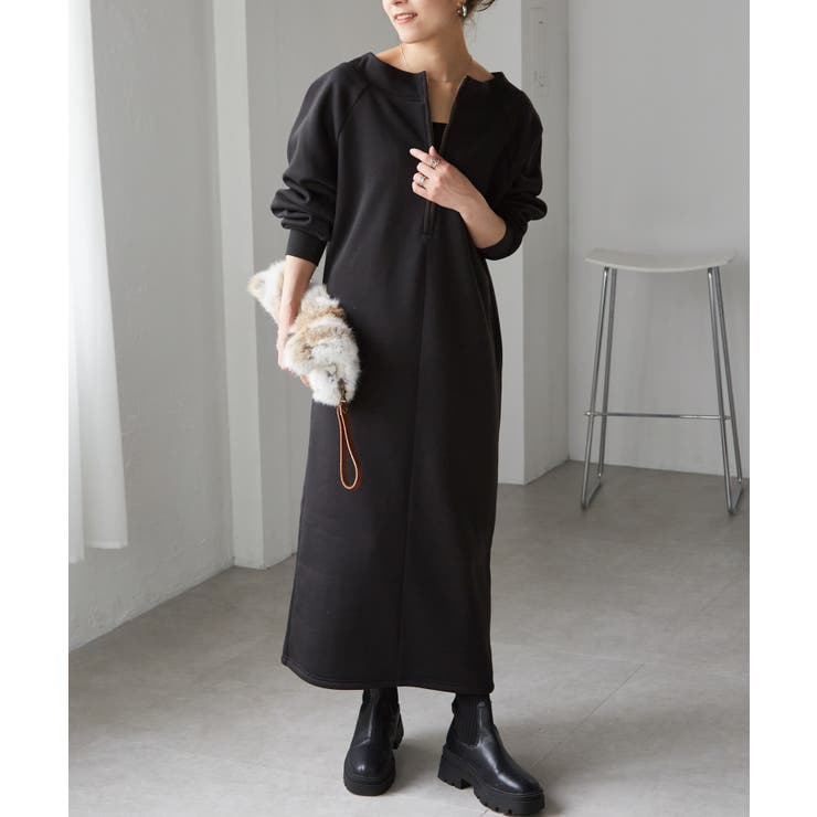 裏起毛ハーフジップワンピース | RANAN | 詳細画像2 