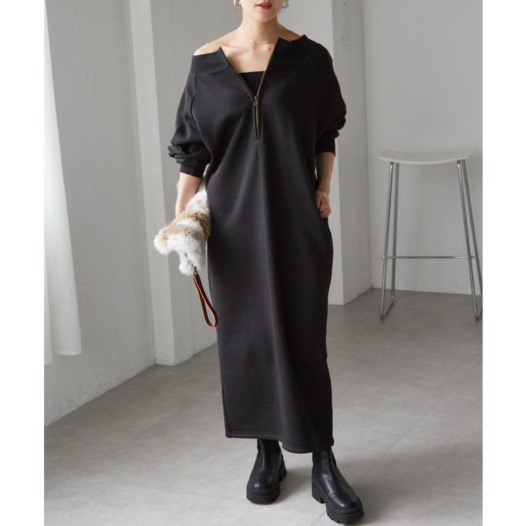 裏起毛ハーフジップワンピース | RANAN | 詳細画像4 