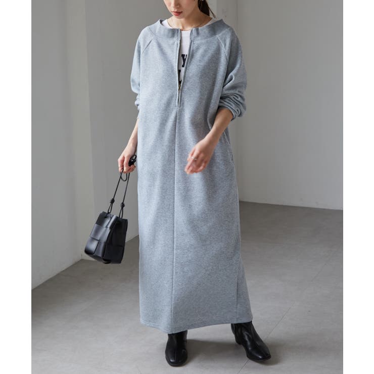 グレー | 裏起毛ハーフジップワンピース | RANAN