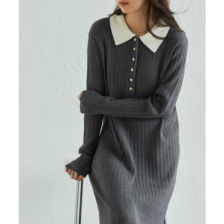 ポロカラーリブニットワンピース | RANAN | 詳細画像2 