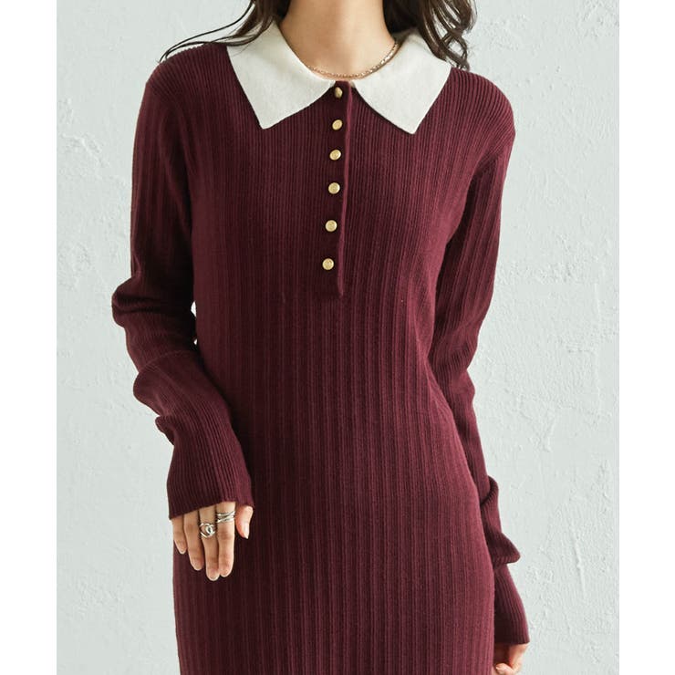 ポロカラーリブニットワンピース | RANAN | 詳細画像14 