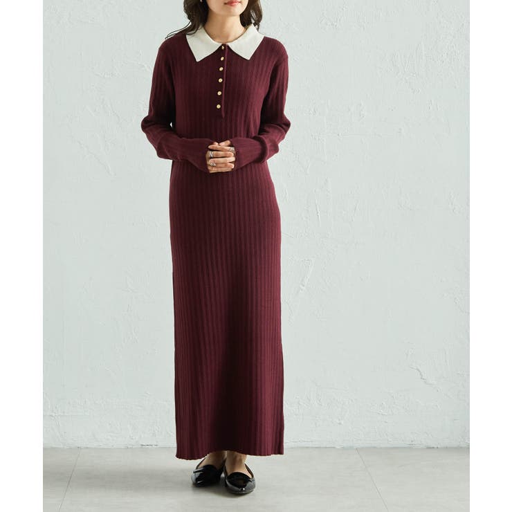 ポロカラーリブニットワンピース | RANAN | 詳細画像17 