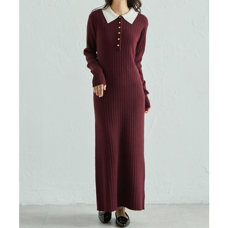 ポロカラーリブニットワンピース | RANAN | 詳細画像19 