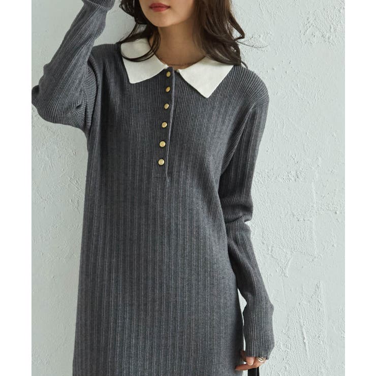 ポロカラーリブニットワンピース | RANAN | 詳細画像3 