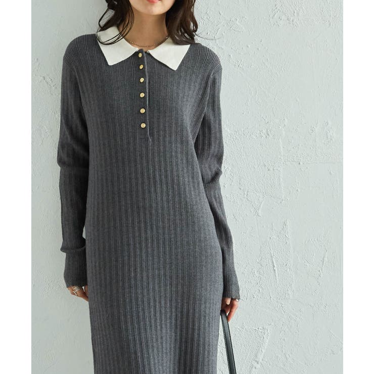 ポロカラーリブニットワンピース | RANAN | 詳細画像4 