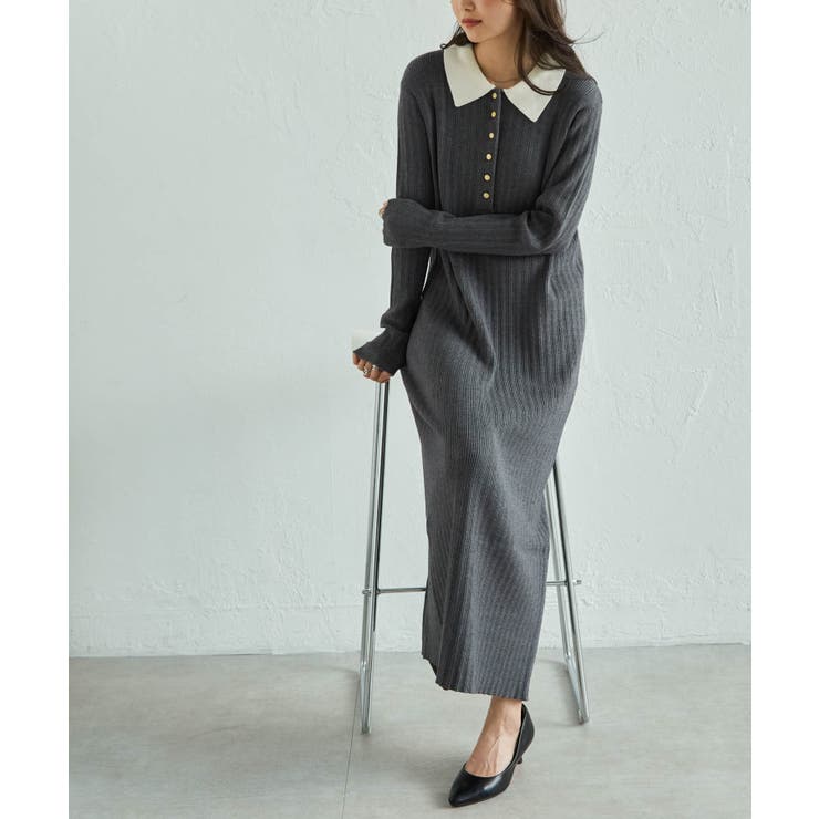 ポロカラーリブニットワンピース | RANAN | 詳細画像5 