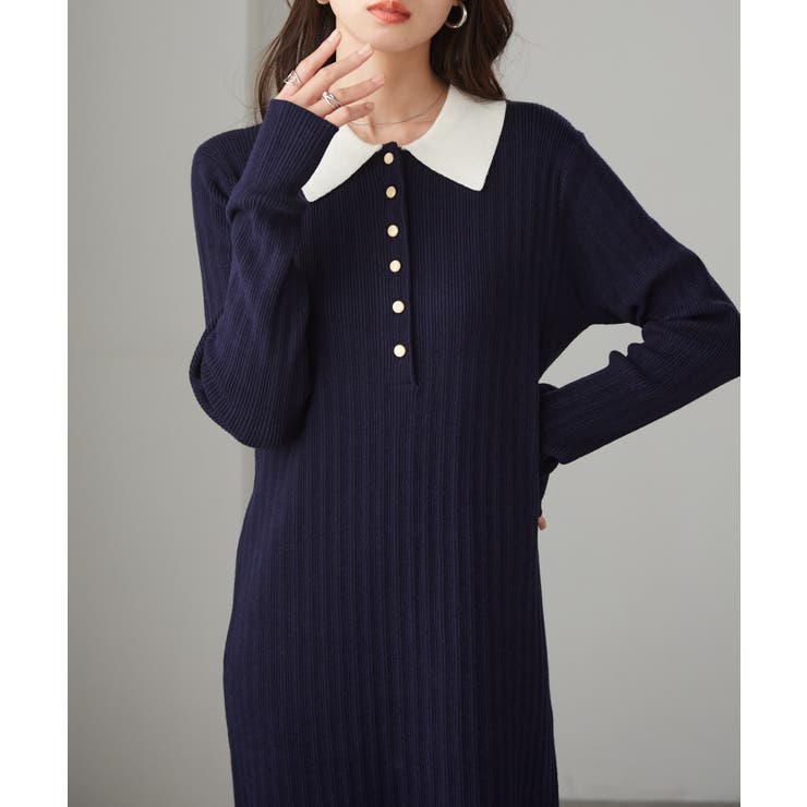 ポロカラーリブニットワンピース | RANAN | 詳細画像9 