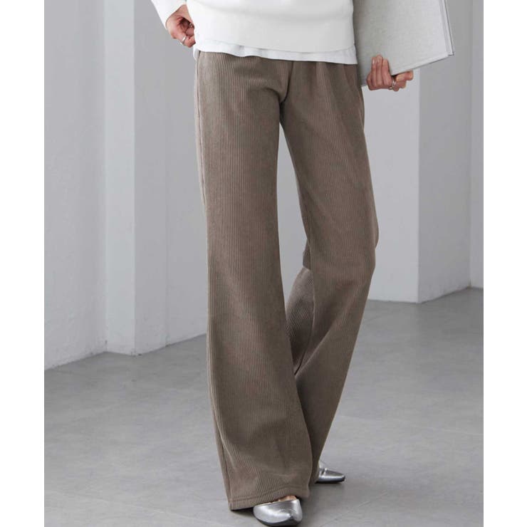 グレージュ | あったか裏ベロアニットコールフレアパンツ | RANAN