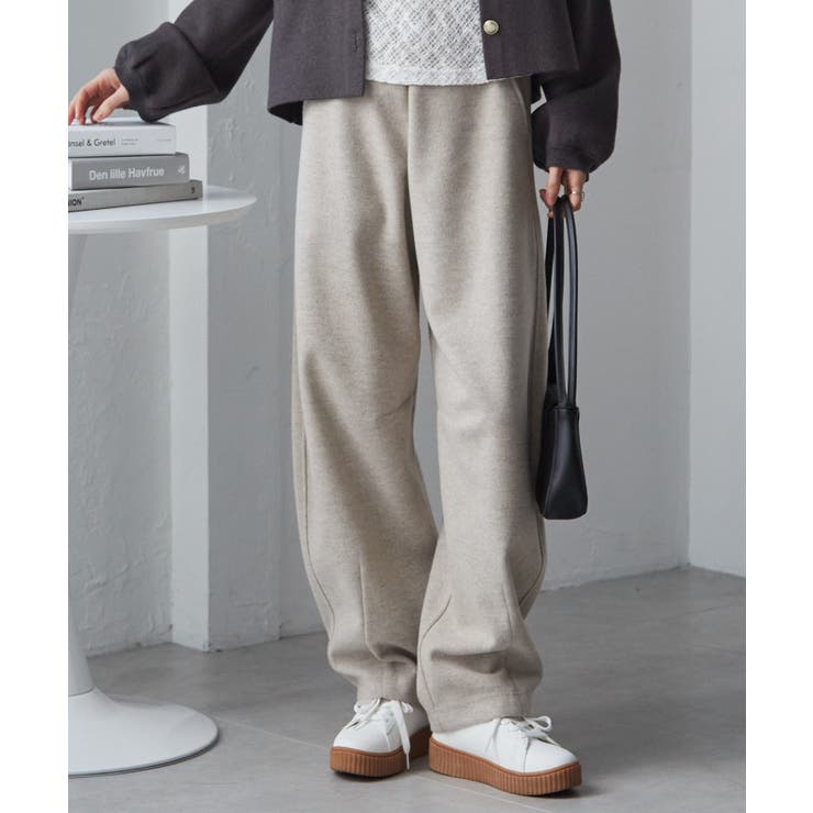 フェイクウールバレルレッグカーブパンツ[品番：RANW0000108