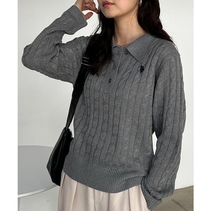 ＜Ｕ．Ｓ．Ｐ＞刺繍長袖ケーブルポロニット | RANAN | 詳細画像10 