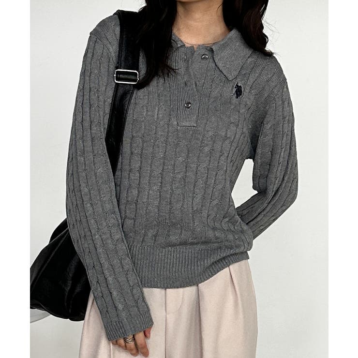 ＜Ｕ．Ｓ．Ｐ＞刺繍長袖ケーブルポロニット | RANAN | 詳細画像11 