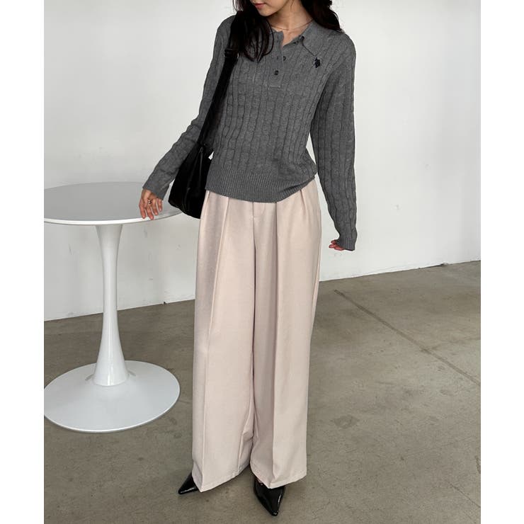 ＜Ｕ．Ｓ．Ｐ＞刺繍長袖ケーブルポロニット | RANAN | 詳細画像12 