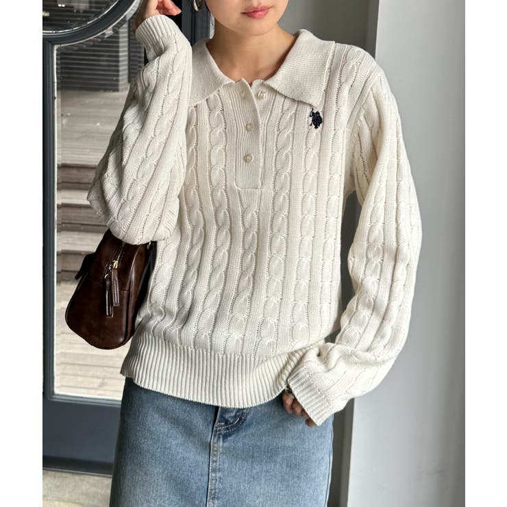 ＜Ｕ．Ｓ．Ｐ＞刺繍長袖ケーブルポロニット | RANAN | 詳細画像13 