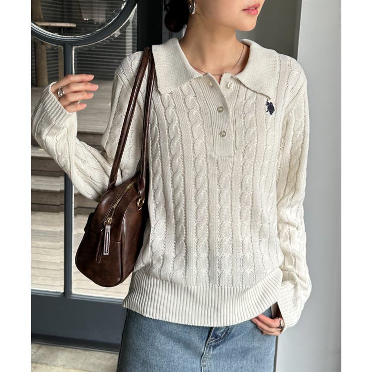 ＜Ｕ．Ｓ．Ｐ＞刺繍長袖ケーブルポロニット | RANAN | 詳細画像14 