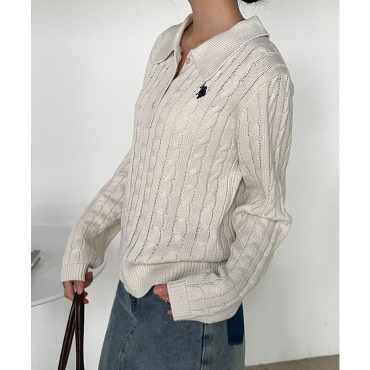 ＜Ｕ．Ｓ．Ｐ＞刺繍長袖ケーブルポロニット | RANAN | 詳細画像17 
