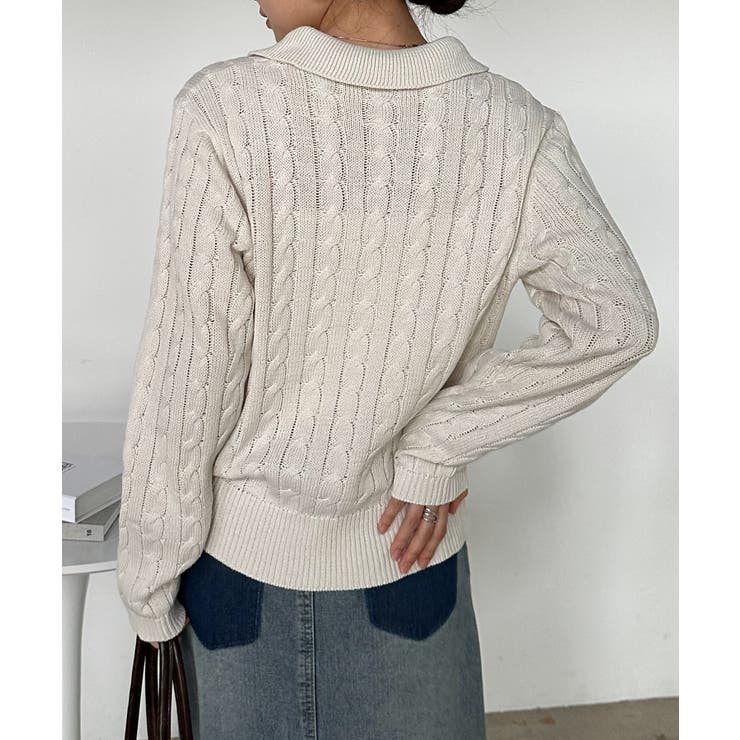 ＜Ｕ．Ｓ．Ｐ＞刺繍長袖ケーブルポロニット | RANAN | 詳細画像18 